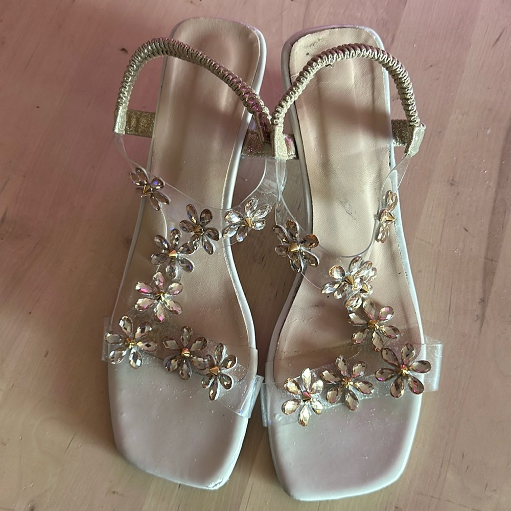 Clear strapped heels